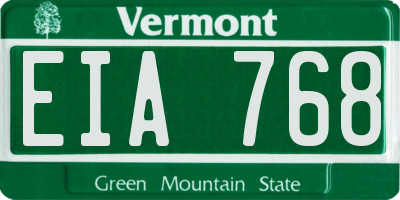 VT license plate EIA768