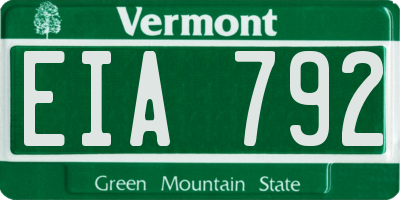 VT license plate EIA792