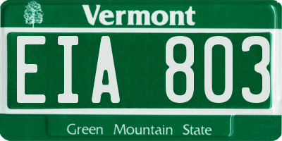 VT license plate EIA803