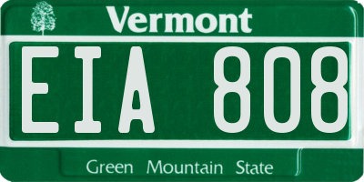 VT license plate EIA808