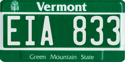 VT license plate EIA833