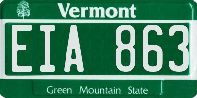 VT license plate EIA863