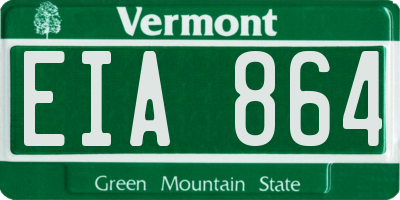 VT license plate EIA864