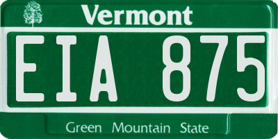 VT license plate EIA875