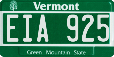 VT license plate EIA925