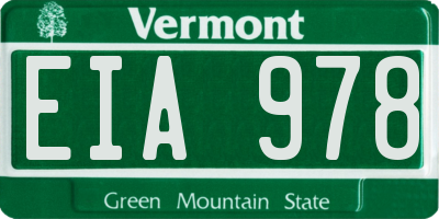VT license plate EIA978