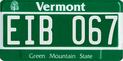 VT license plate EIB067
