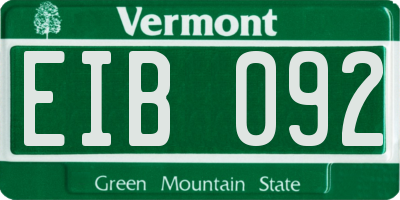 VT license plate EIB092