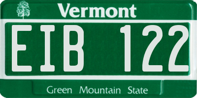VT license plate EIB122