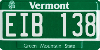 VT license plate EIB138