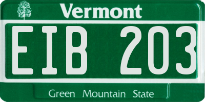 VT license plate EIB203