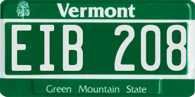 VT license plate EIB208