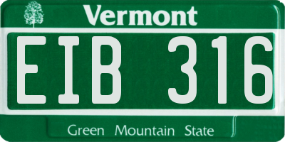 VT license plate EIB316