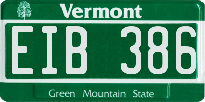 VT license plate EIB386
