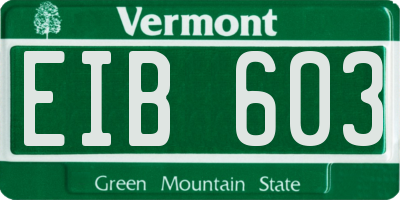 VT license plate EIB603