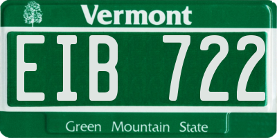VT license plate EIB722