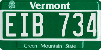 VT license plate EIB734