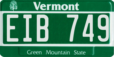 VT license plate EIB749