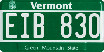 VT license plate EIB830