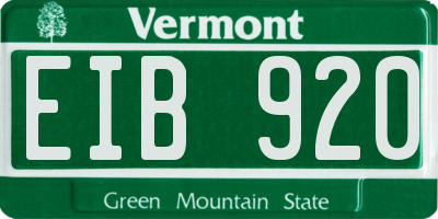VT license plate EIB920