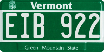 VT license plate EIB922