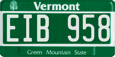 VT license plate EIB958