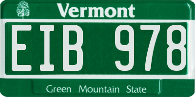 VT license plate EIB978