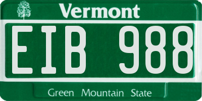VT license plate EIB988