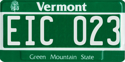 VT license plate EIC023