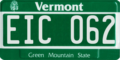 VT license plate EIC062