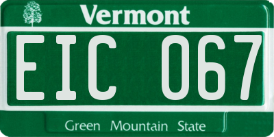 VT license plate EIC067