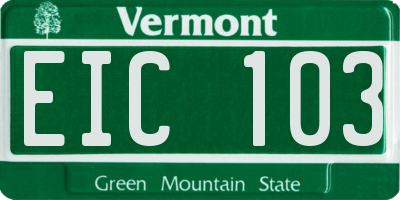VT license plate EIC103