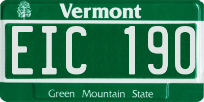 VT license plate EIC190