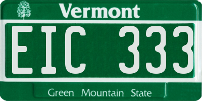VT license plate EIC333