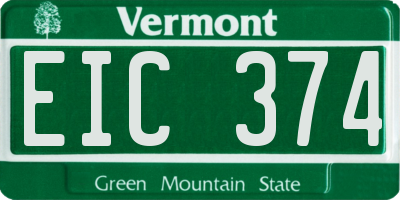 VT license plate EIC374