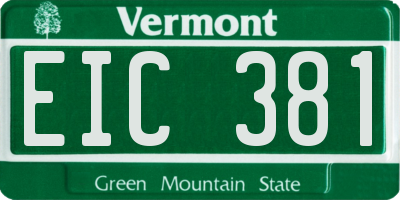 VT license plate EIC381