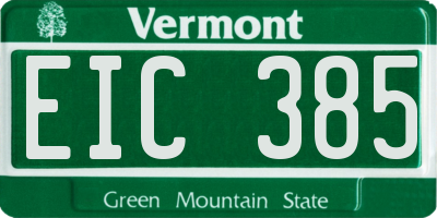 VT license plate EIC385