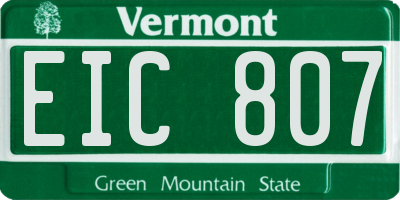 VT license plate EIC807
