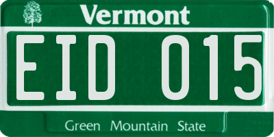 VT license plate EID015