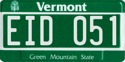 VT license plate EID051
