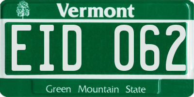 VT license plate EID062