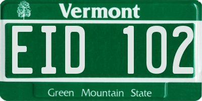 VT license plate EID102