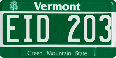 VT license plate EID203