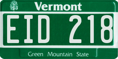 VT license plate EID218
