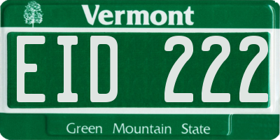 VT license plate EID222
