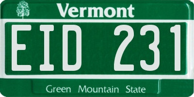 VT license plate EID231