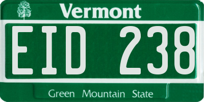 VT license plate EID238