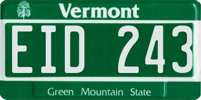 VT license plate EID243