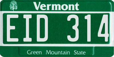 VT license plate EID314