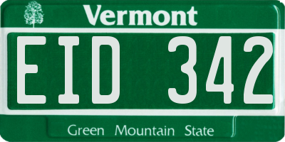 VT license plate EID342